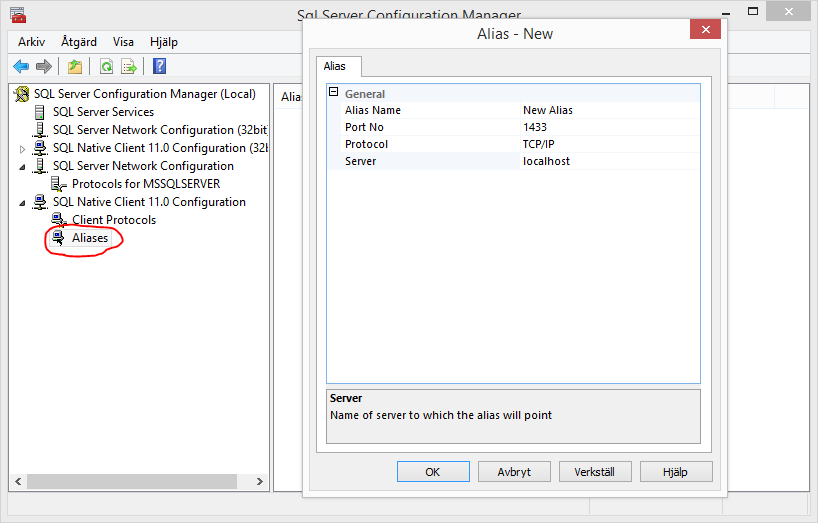 Set SQL Client Alias With SSCM