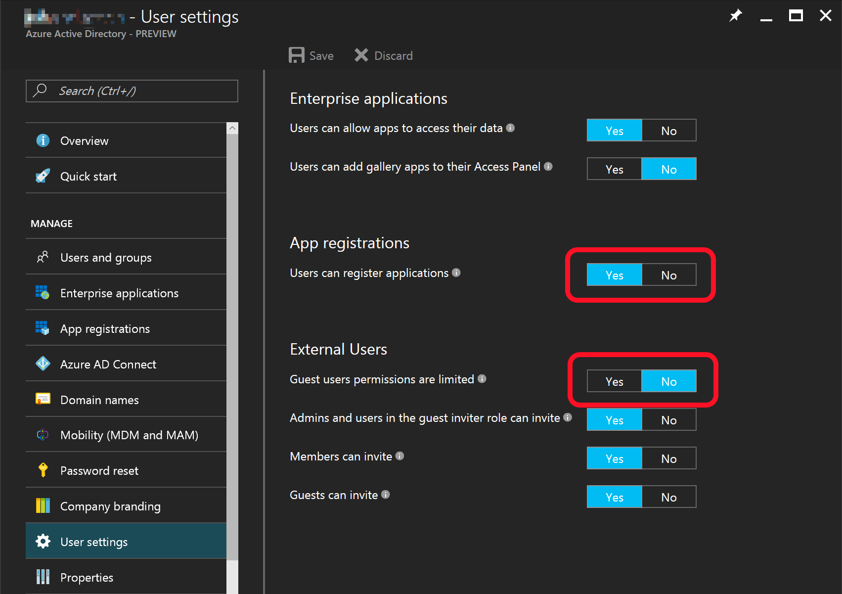 User permissions in Azure Active Directory